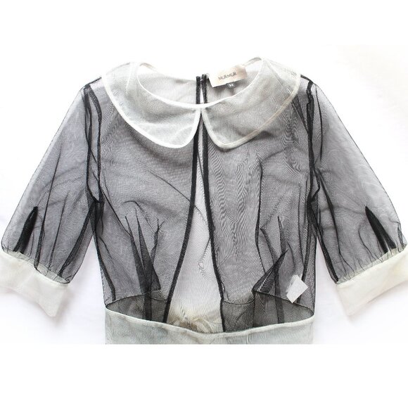 MURMUR Maid Transparent Outfit Roleplay / FR 34 / XS / Black White Mesh Lingerie - Picture 5 of 9